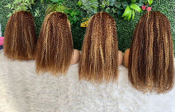 highlight color kinky curly wig 20 inch